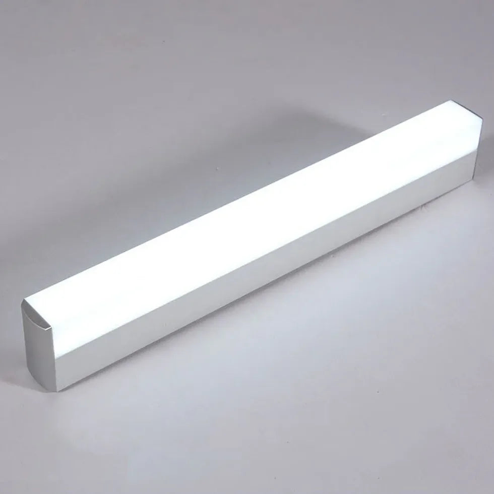 White Mirror Light For Bathroom Rectangular Leigh Metal & Acrylic Led