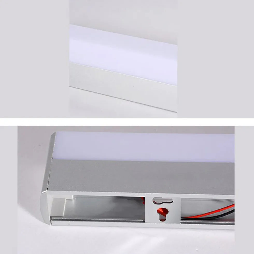 White Mirror Light For Bathroom Rectangular Leigh Metal & Acrylic Led