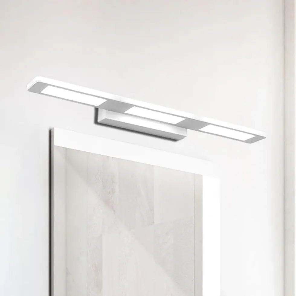 White Mirror Light For Bathroom Rectangular Leigh Metal Warm White Led