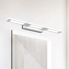 White Mirror Light For Bathroom Rectangular Leigh Metal Warm White Led