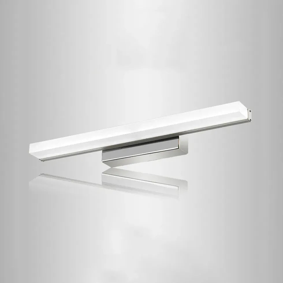 Silver Mirror Light For Bathroom Rectangular Leigh Steel Warm White