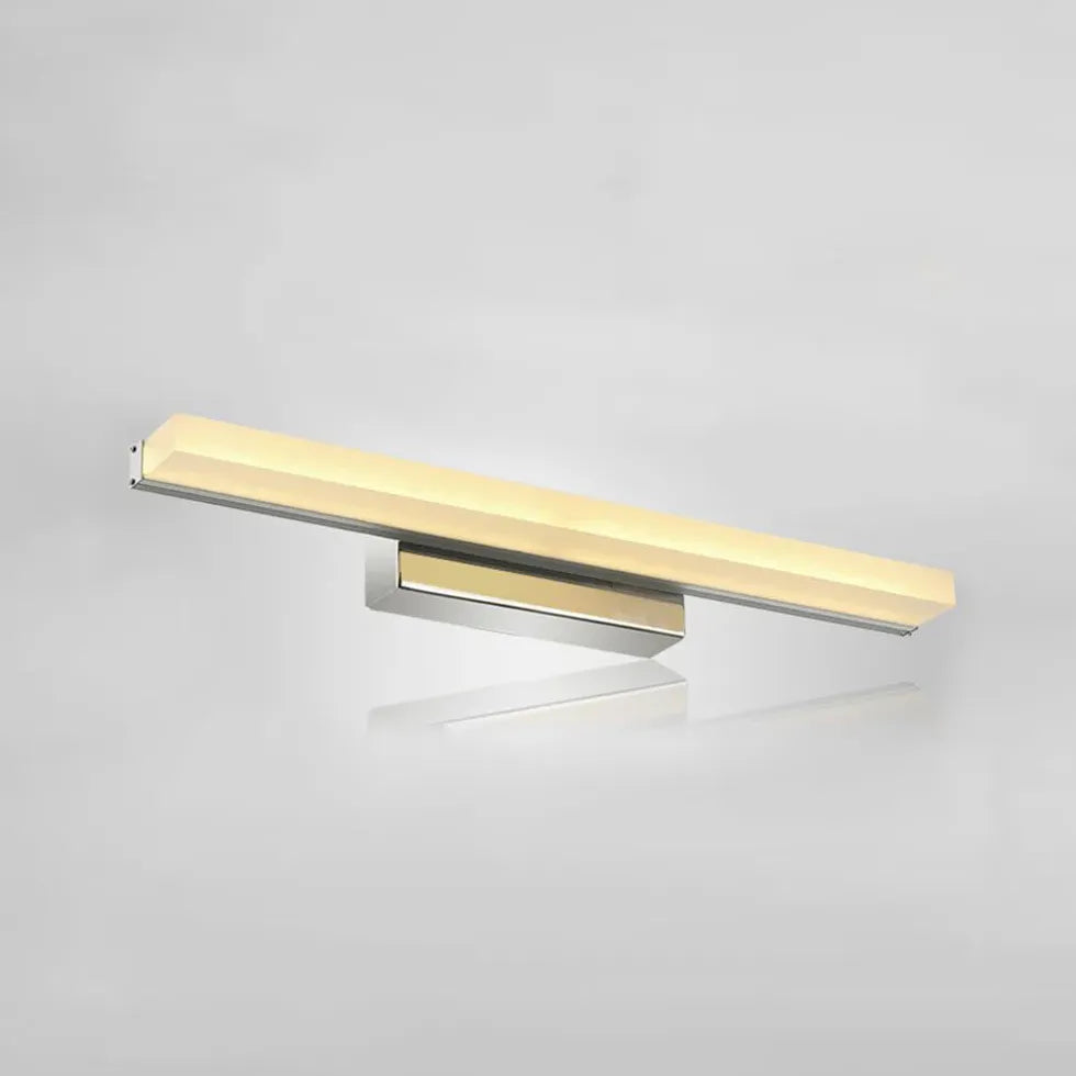 Silver Mirror Light For Bathroom Rectangular Leigh Steel Warm White