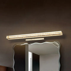 Silver Mirror Light For Bathroom Rectangular Leigh Metal & Acrylic