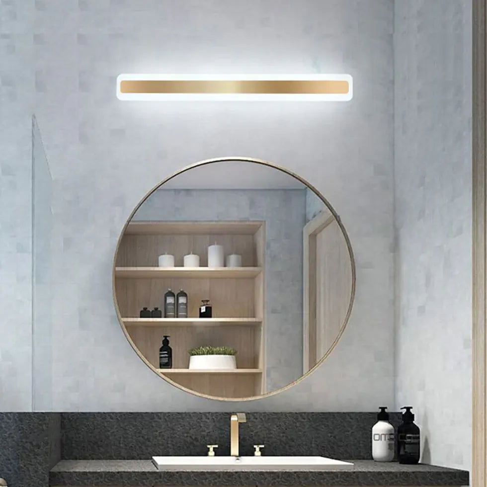 Gold Mirror Light For Bathroom Rectangular Leigh Metal & Acrylic Ip44