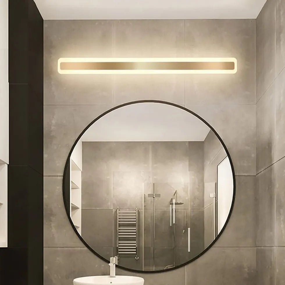 Gold Mirror Light For Bathroom Rectangular Leigh Metal & Acrylic Ip44