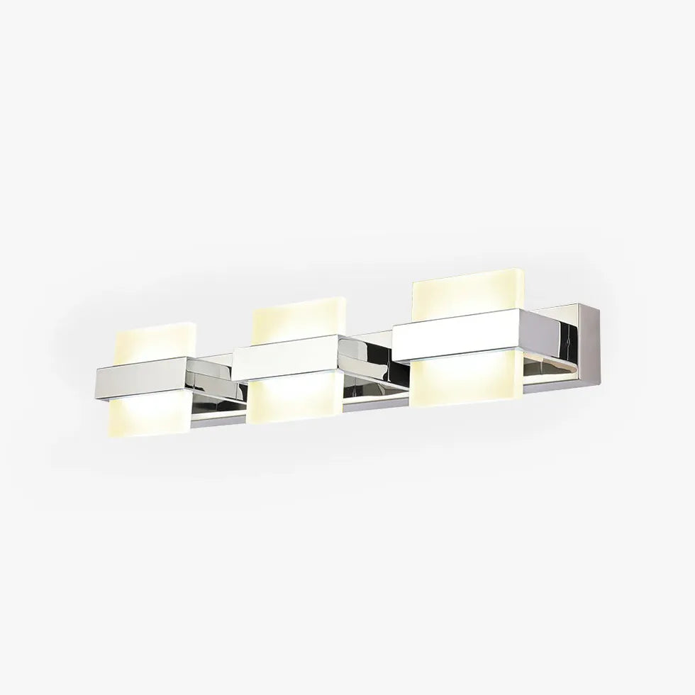 Silver Multi Arm Wall Light For Bathroom Square Leigh Metal & Acrylic Ip44 Warm White