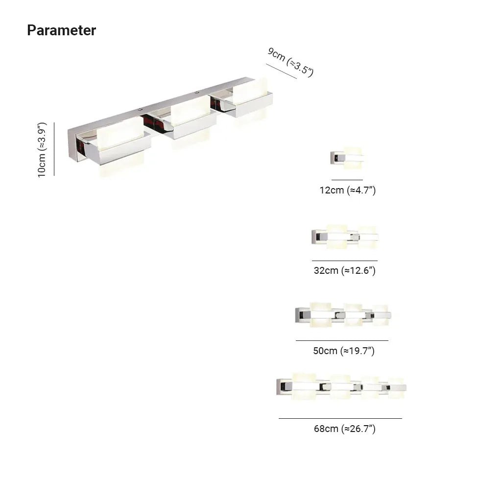 Silver Multi Arm Wall Light For Bathroom Square Leigh Metal & Acrylic Ip44 Warm White