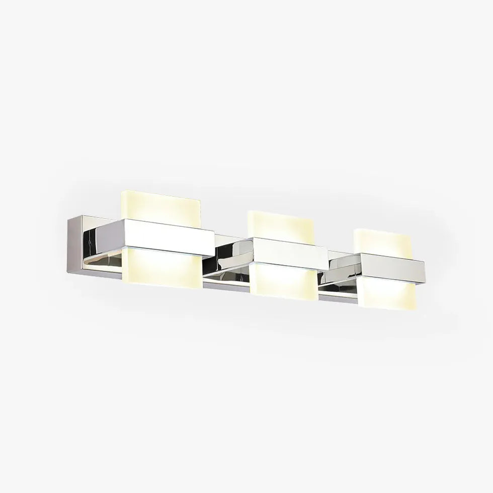 Silver Multi Arm Wall Light For Bathroom Square Leigh Metal & Acrylic Ip44 Warm White