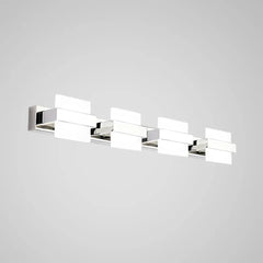 Silver Multi Arm Wall Light For Bathroom Square Leigh Metal & Acrylic Ip44 Warm White