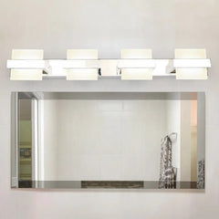 Silver Multi Arm Wall Light For Bathroom Square Leigh Metal & Acrylic Ip44 Warm White