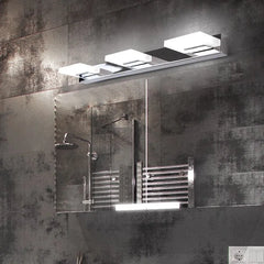 White Mirror Light For Bathroom Square Leigh Metal & Acrylic Three Colours Temperature Swithable