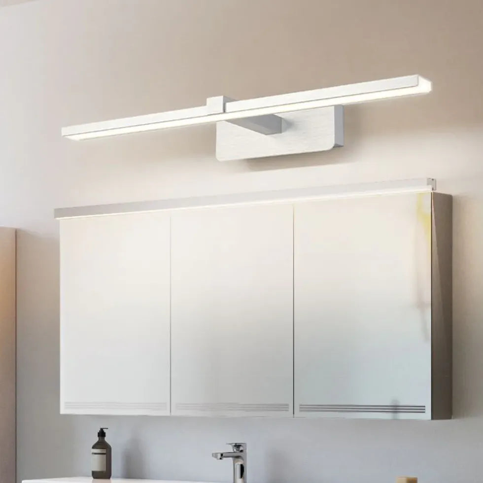 Silver Mirror Light For Bathroom Linear Leigh Metal & Acrylic Ip44 Led Warm White