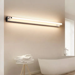 Black Mirror Light For Bathroom Linear Leigh Metal Warm White Led Ip44