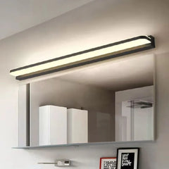 Black Mirror Light For Bathroom Linear Leigh Metal Warm White Led Ip44