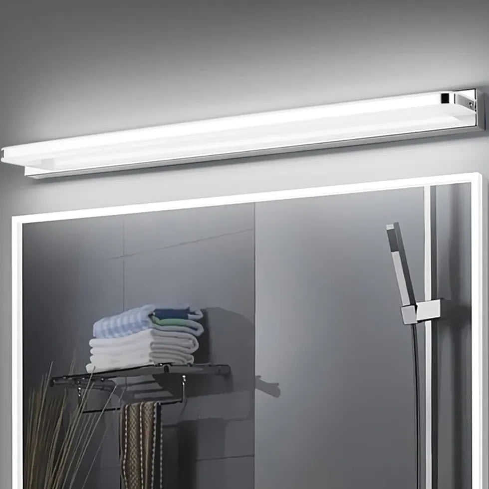 Black Mirror Light For Bathroom Linear Leigh Metal Warm White Led Ip44