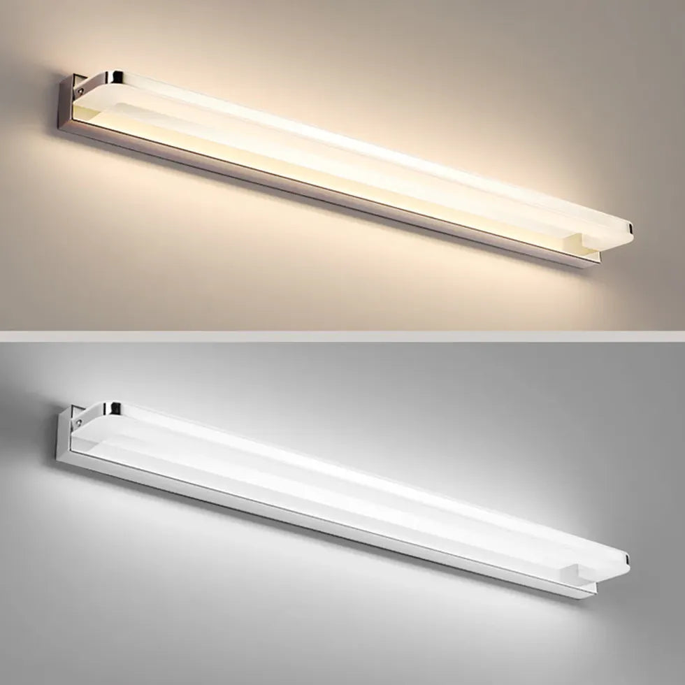 Black Mirror Light For Bathroom Linear Leigh Metal Warm White Led Ip44