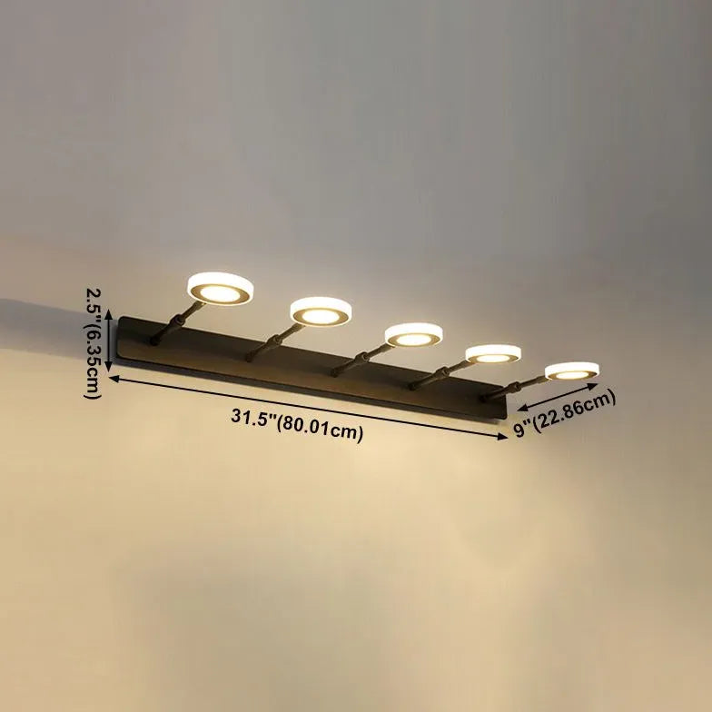 Black Multi Arm Wall Light For Bathroom Round Leigh Metal Ip44 Led