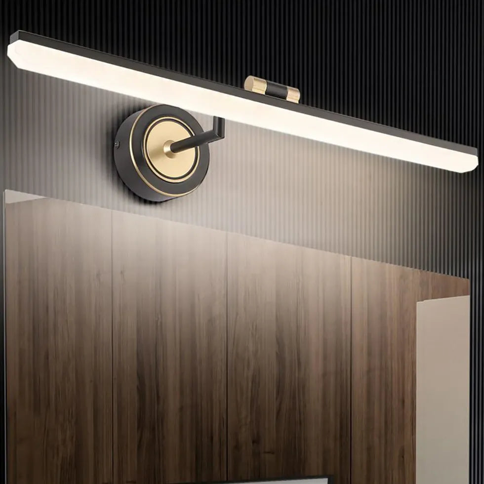 Black Mirror Light For Bathroom Linear Leigh Metal Ip44 Warm White