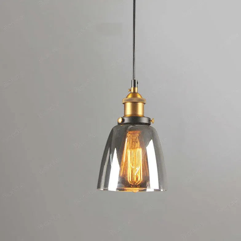 Grey Bedside Pendant Light For Kitchen Levy Metal & Glass Led Ip20 Warm White