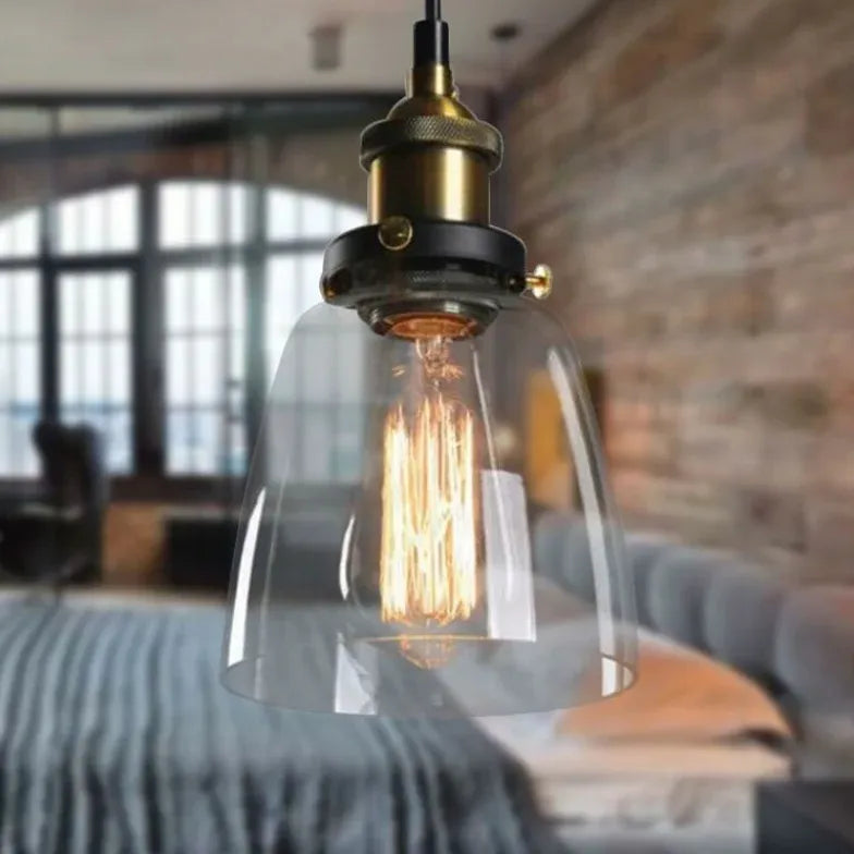 Grey Bedside Pendant Light For Kitchen Levy Metal & Glass Led Ip20 Warm White