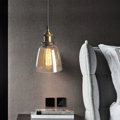 Grey Bedside Pendant Light For Kitchen Levy Metal & Glass Led Ip20 Warm White