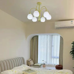 Green Semi-flush Light For Bedroom Lily Metal & Glass Ip20