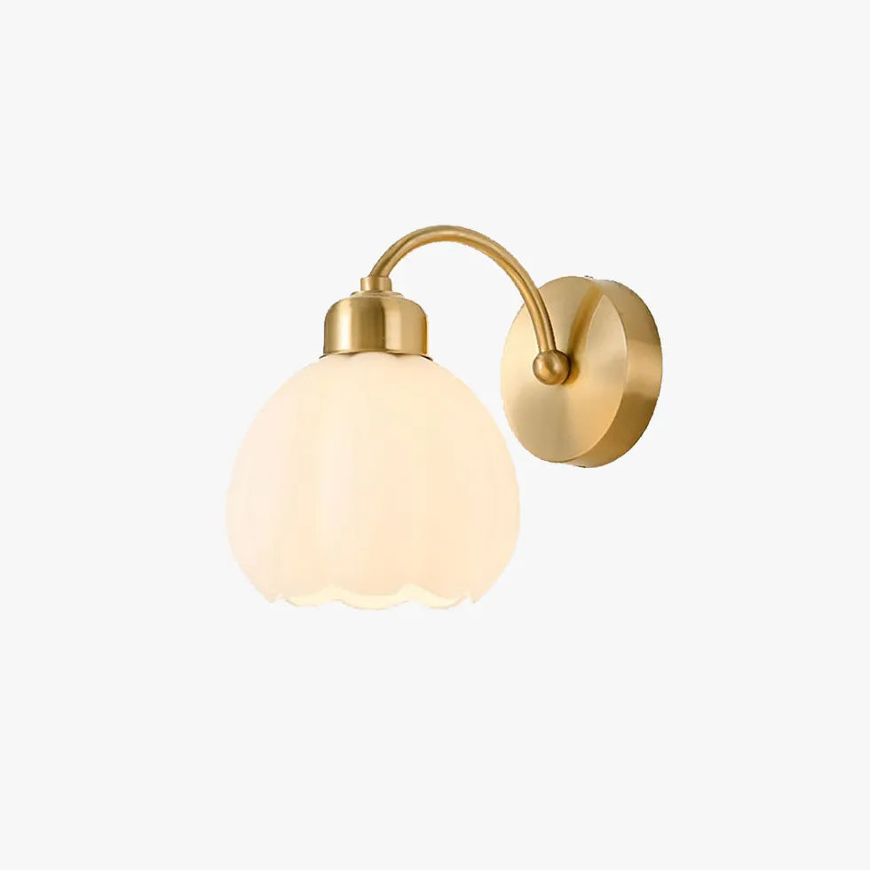 Gold Single Arm Wall Light For Bedroom Lily Metal & Glass Ip20 Led