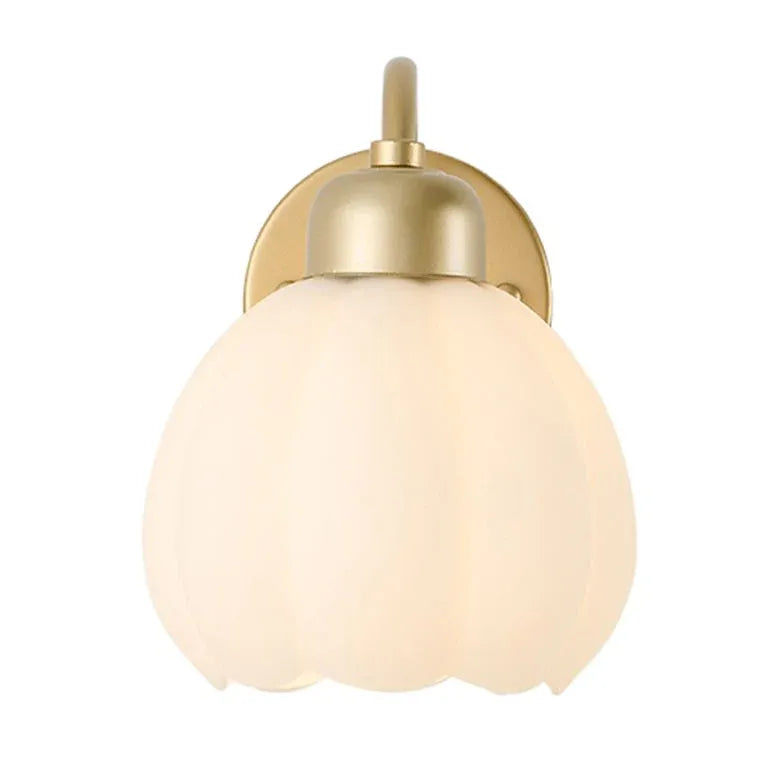 Gold Single Arm Wall Light For Bedroom Lily Metal & Glass Ip20 Led