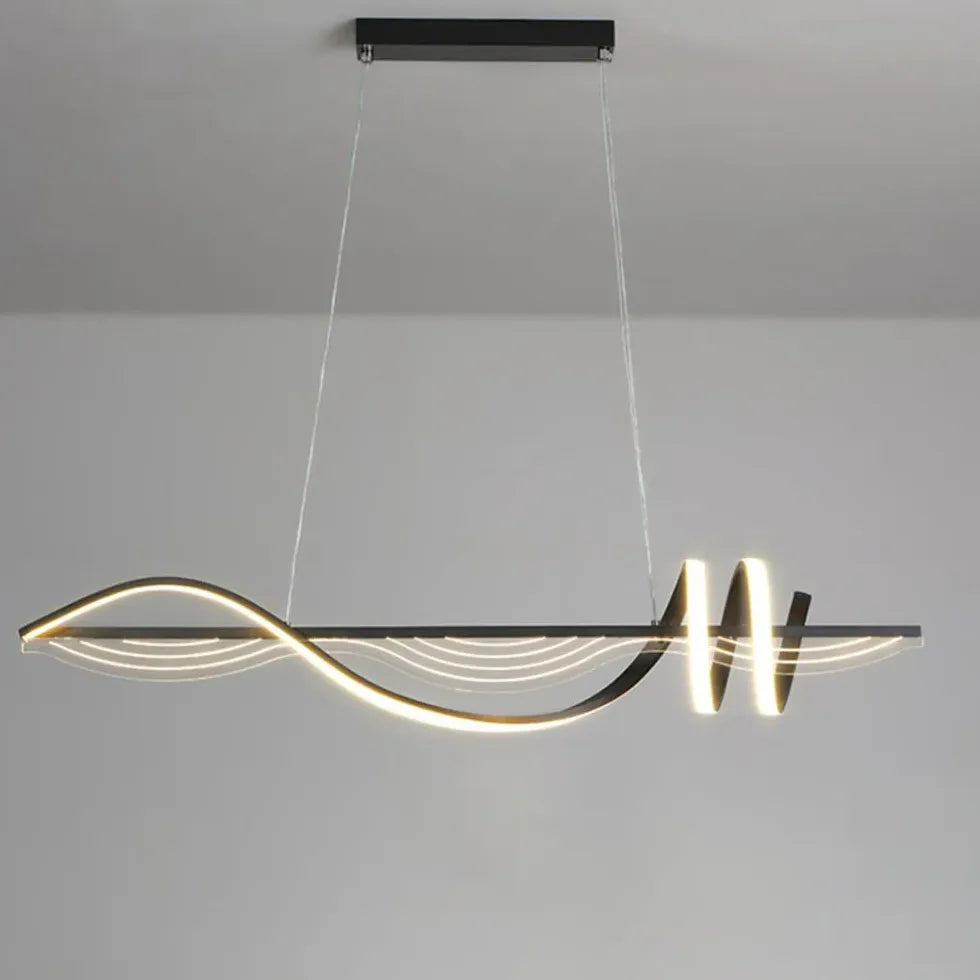 Black Bar Pendant Light For Living Room Linear Louise Metal Led