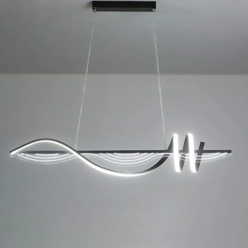 Black Bar Pendant Light For Living Room Linear Louise Metal Led