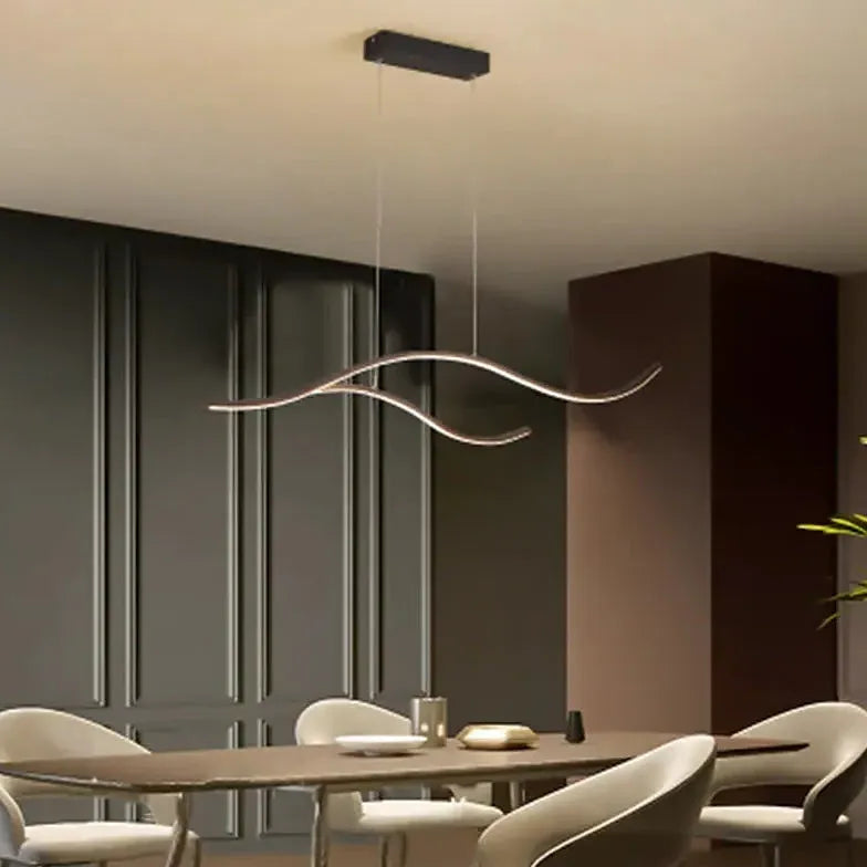 Black Chandelier For Office Linear Modern Simplicity Metal