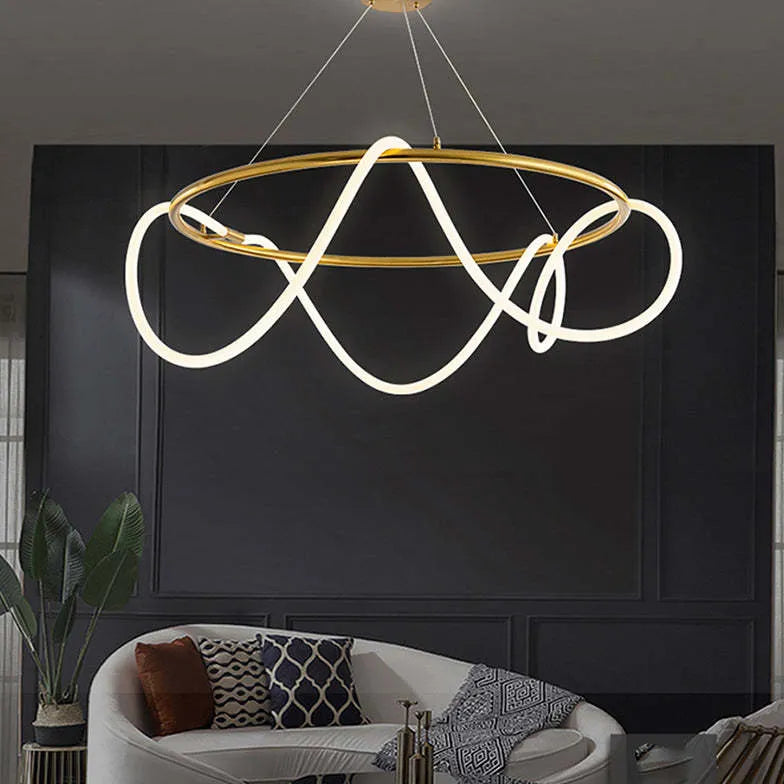 Louise Curved Gold Statement Pendant Light