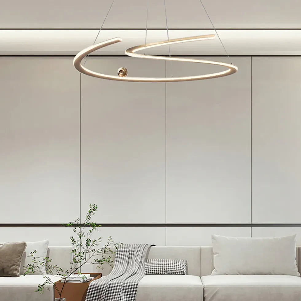 Gold Statement Pendant Light For Bedroom Linear Louise Metal & Acrylic Led