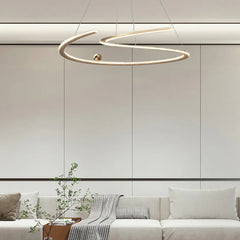 Gold Statement Pendant Light For Bedroom Linear Louise Metal & Acrylic Led