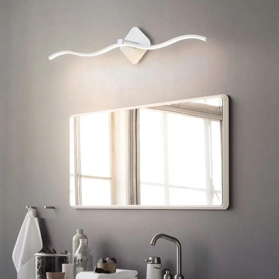 Black Mirror Light For Bathroom Linear Louise Silica Gel Cool White