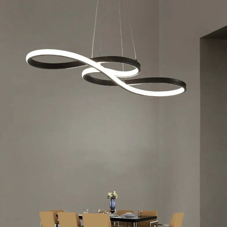 Black Bar Pendant Light For Living Room Linear Louise Metal & Silica Gel Ip20 Warm White