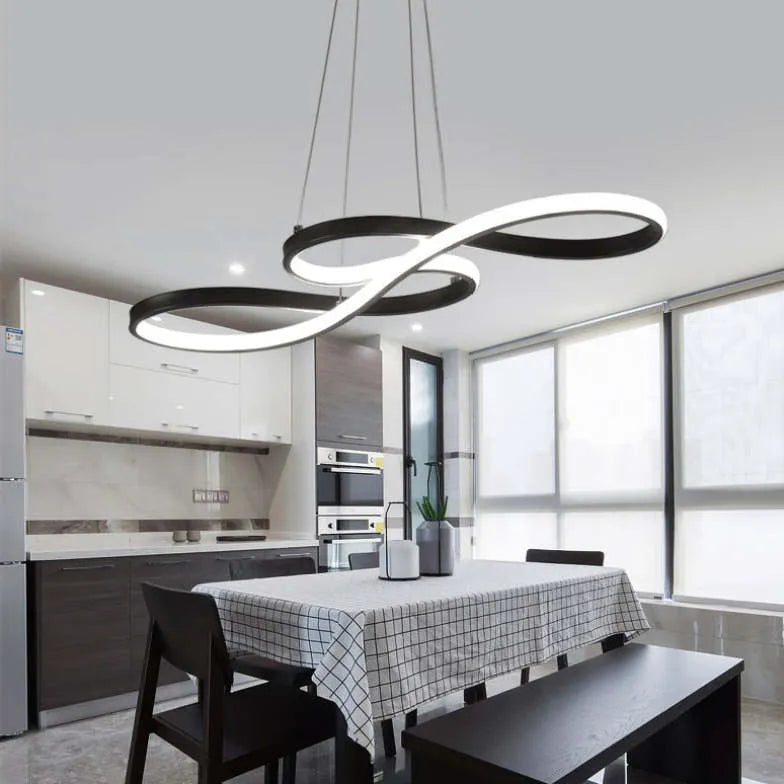 Black Bar Pendant Light For Living Room Linear Louise Metal & Silica Gel Ip20 Warm White