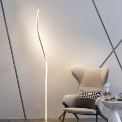 Black Floor Lamp For Study Room Linear Louise Metal Plug Ip20