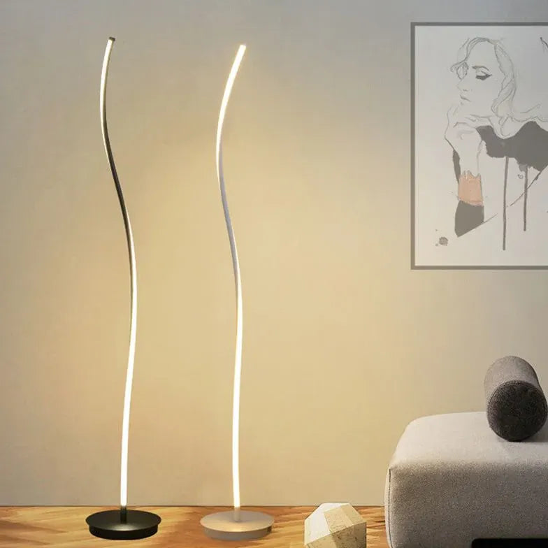 Black Floor Lamp For Study Room Linear Louise Metal Plug Ip20