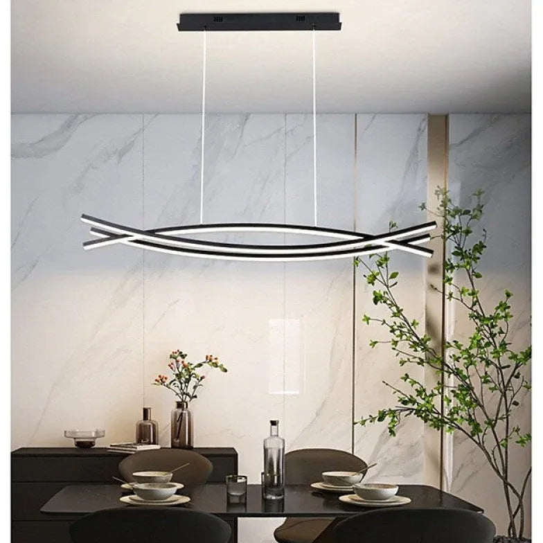 Black Chandelier For Office Linear Modern Aluminum