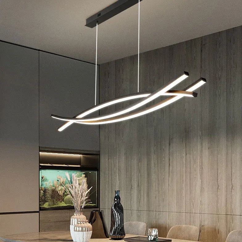 Black Chandelier For Office Linear Modern Aluminum