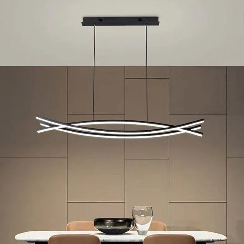 Black Chandelier For Office Linear Modern Aluminum