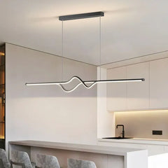 Black Bar Pendant Light For Bedroom Linear Louise Metal Led Ip20