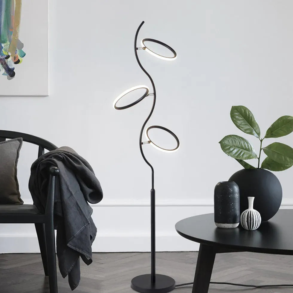 Black Floor Lamp For Study Room Louise Metal & Acrylic Led