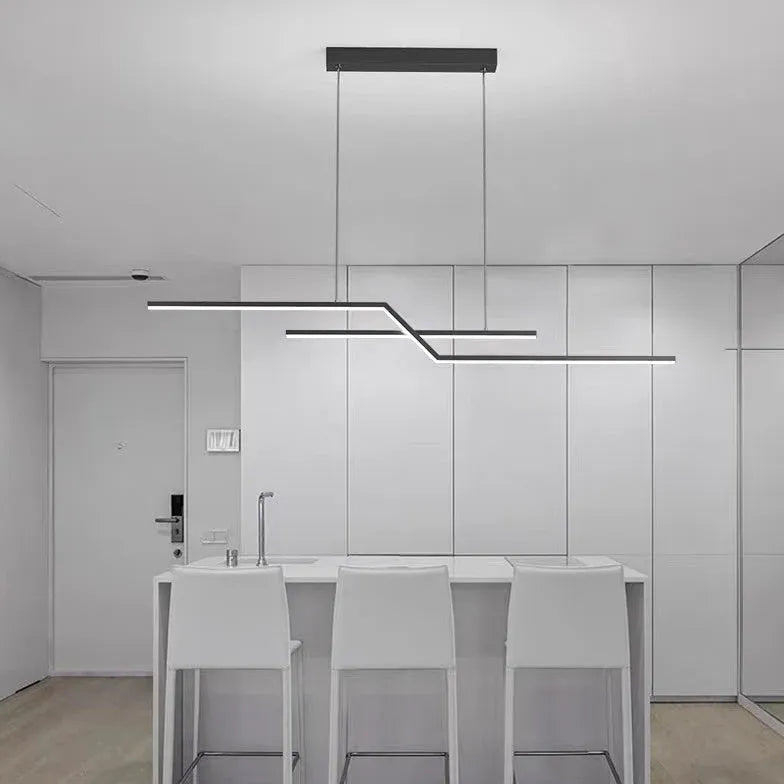 Black Bar Pendant Light For Office Linear Modern Aluminium Alloy