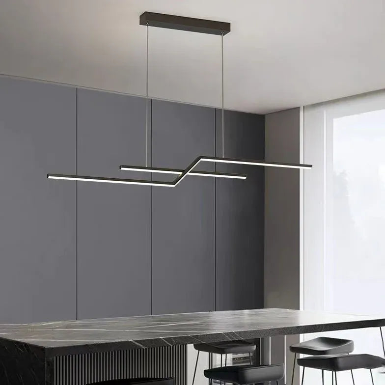 Black Bar Pendant Light For Office Linear Modern Aluminium Alloy