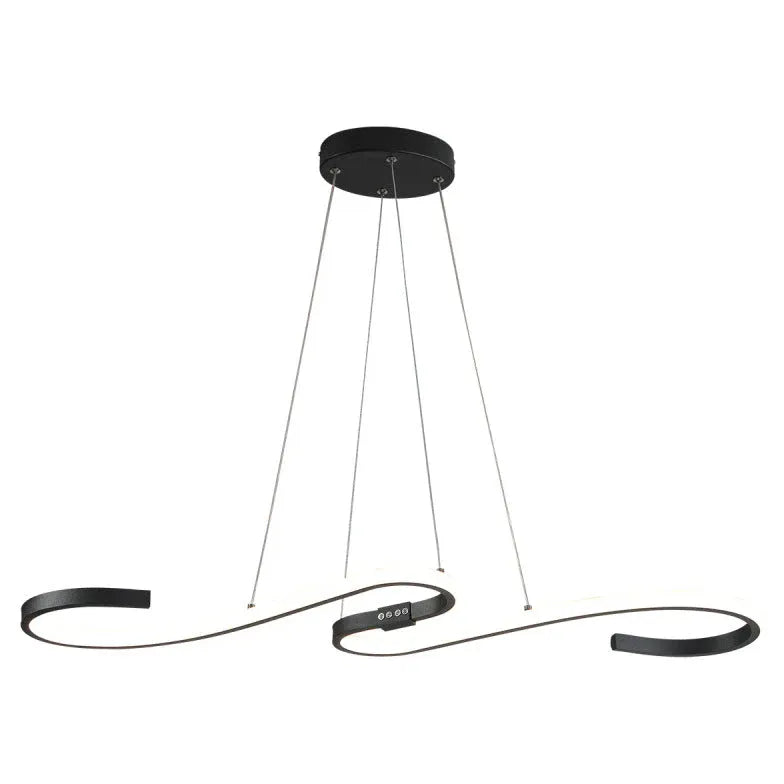 Black Bar Pendant Light For Living Room Linear Louise Metal & Silica Gel Ip20