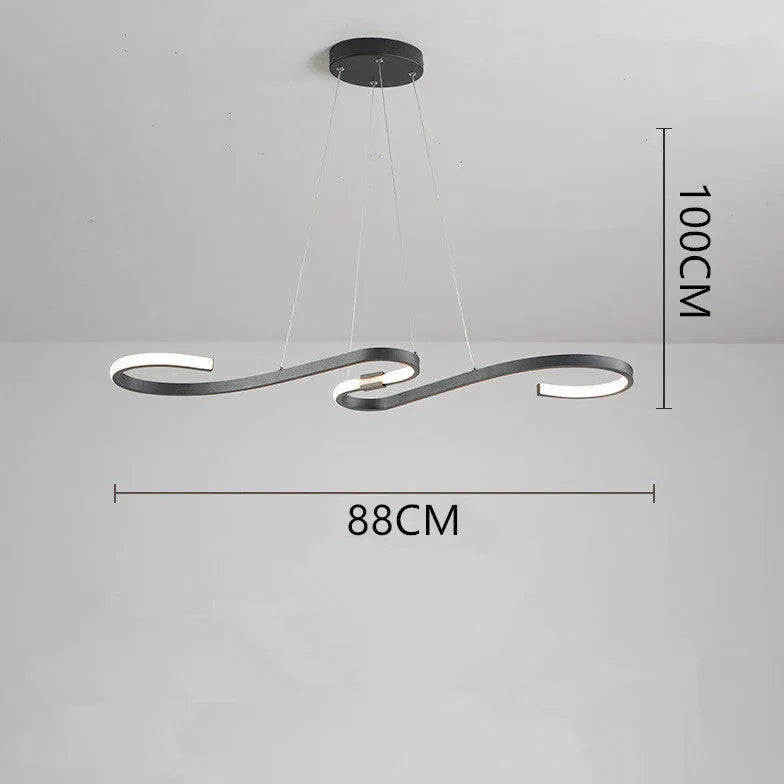 Black Bar Pendant Light For Living Room Linear Louise Metal & Silica Gel Ip20