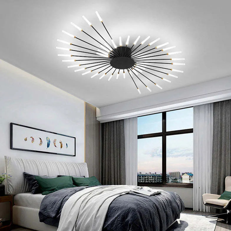 Black Chandelier For Bedroom Lowry Metal & Acrylic Led Natural Light Ip20