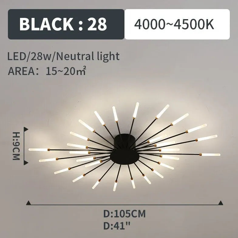 Black Chandelier For Bedroom Lowry Metal & Acrylic Led Natural Light Ip20